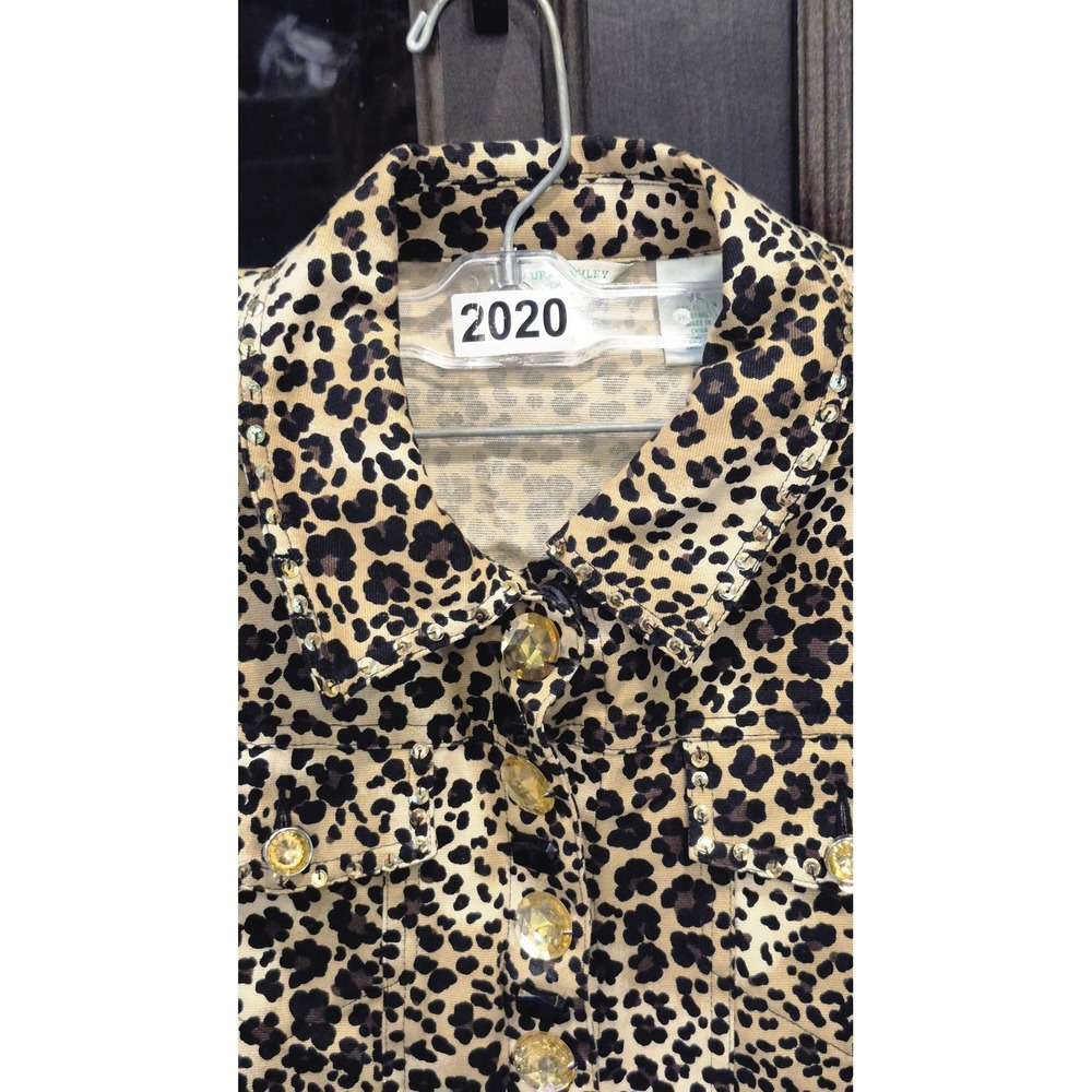 π RHINESTONE PREDATOR π€β¨ Leopard Rhinestone Embellished Statement Jacket LP - Picture 8 of 12